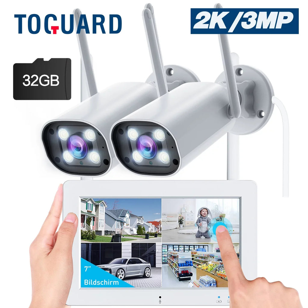 Toguard W300  Security Camera System 8CH 1080P NVR 4Pc, Waterproof Wi-Fi CCTV Surveillance with Email Alert, Night Vision, Remote Access, Motion Alert & Detection (Only Supports 2.4GHz Wi-Fi)