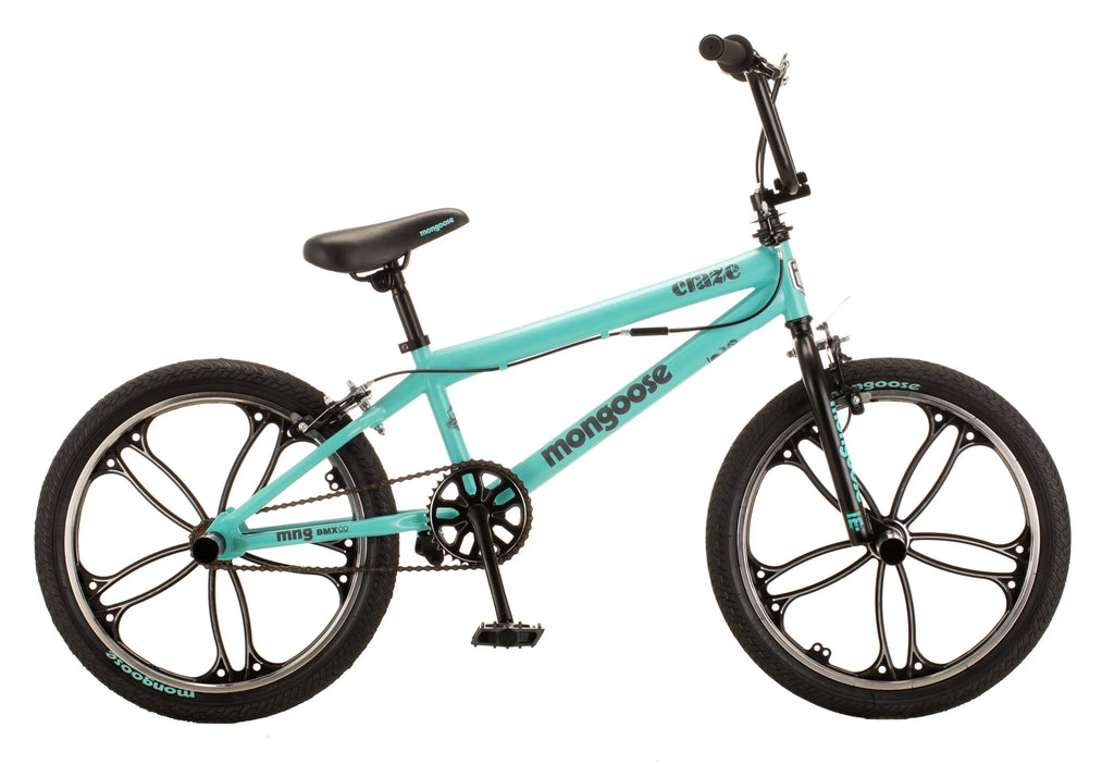 Mongoose Craze Boys and Girls 20 inch Kids BMX Bike, Ages 6+, Black and Mint