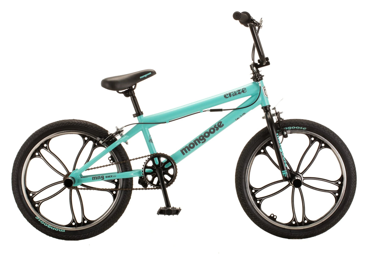 Mongoose Craze Boys and Girls 20 inch Kids BMX Bike, Ages 6+, Black and Mint