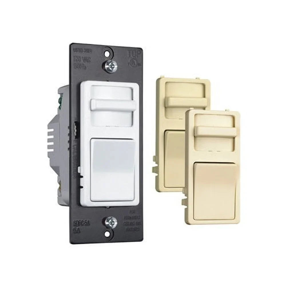Legrand Decorator Fan Control Variable with Interchangeable Faces Preset in Light Almond, Ivory and White