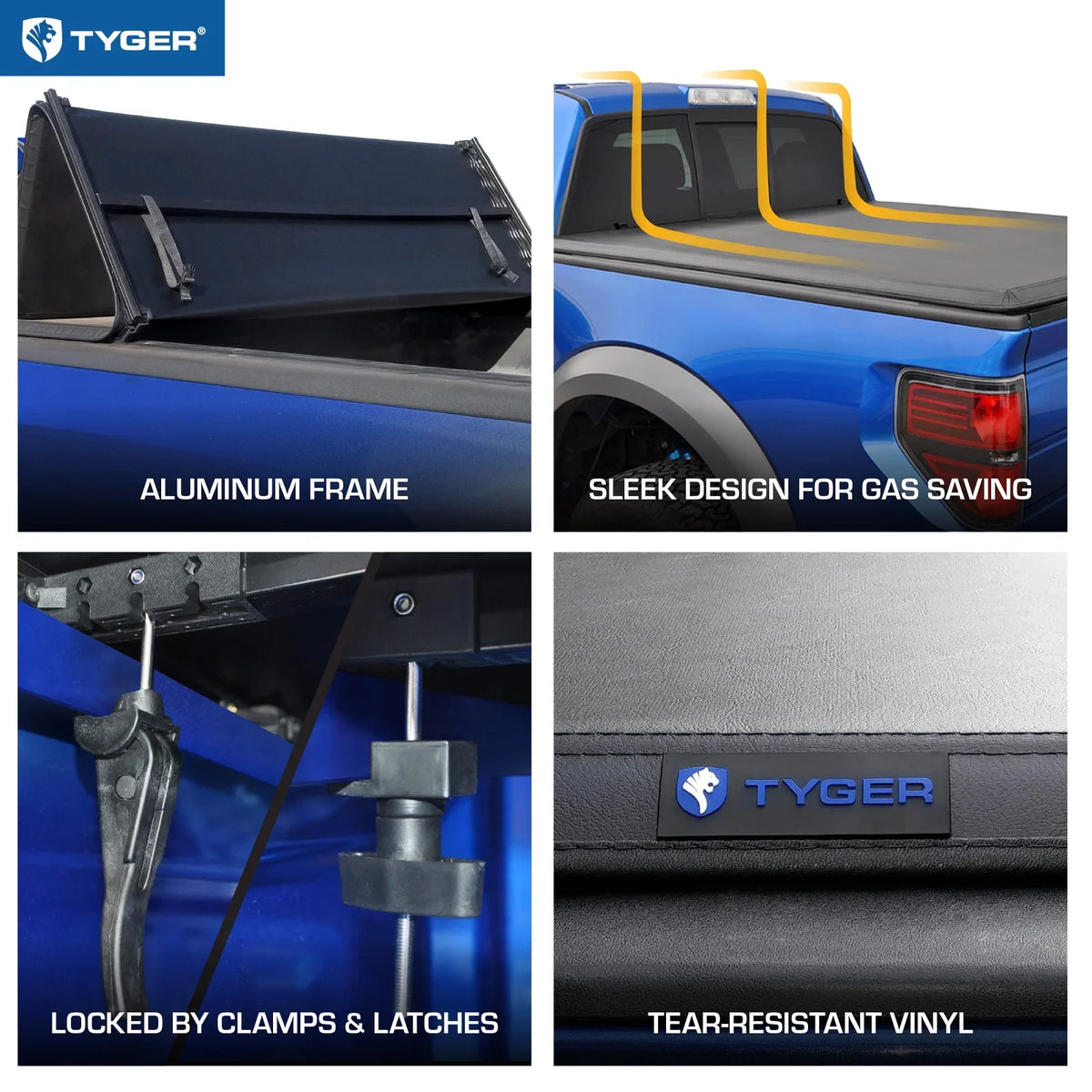Tyger Auto T3 Soft Tri-fold Truck Bed Tonneau shield appropriate with 2019-2023  Ranger | 6' Bed | TG-BC3F1067 | Vinyl