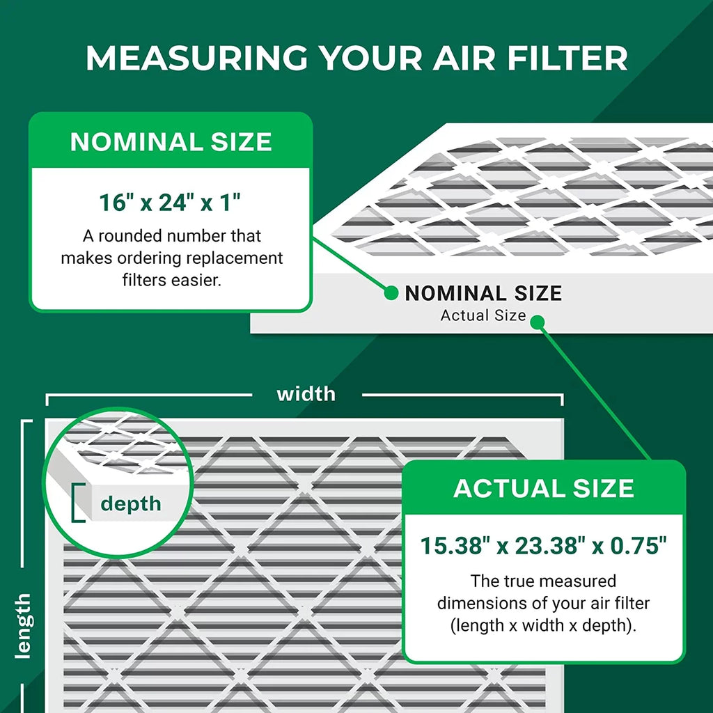 Filterbuy 16x24x1 MERV 13 Pleated HVAC AC Furnace Air Filters (6-Pack)