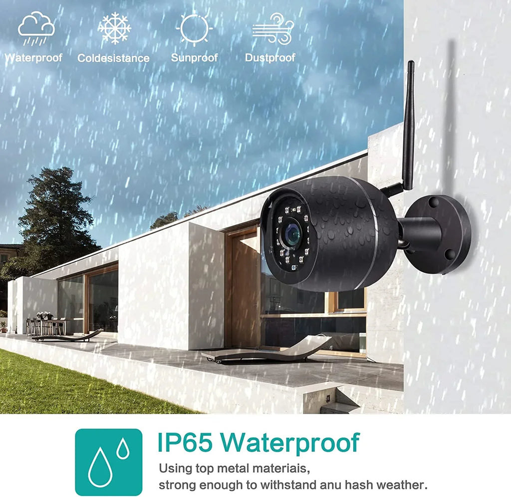 Security Cameras, 2 Pack 1080P WiFi Full Metal Case Cameras for Home Security Outdoor Waterproof Bullet Camera Two-Way Audio, Motion Detection Alert, SD Card Cloud, suitable with Alexa