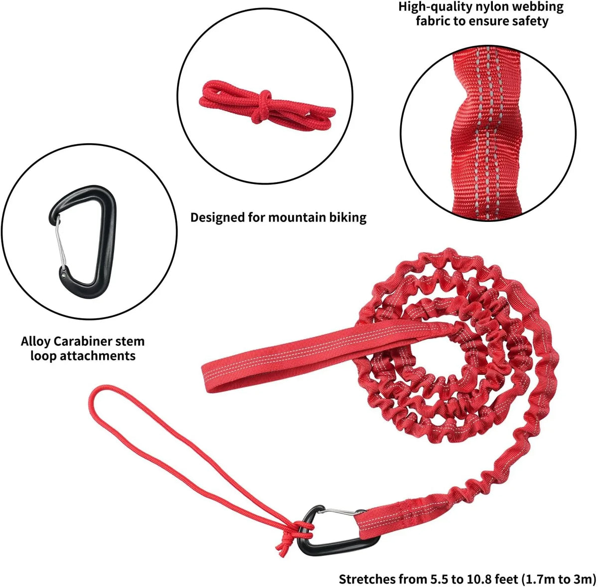 Bicycle Tow Rope Belt Strap Mountain Bike Parent-Child Pull Reflective Traction Portable Outdoor MTB Elastic Bicycle for Adult Kids Children