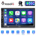 Podofo 2 Din Car Stereo with  D-play 7 inch Touch Screen Car MP5 Player Car Radio Bluetooth USB with 4 LED Rear View Camera