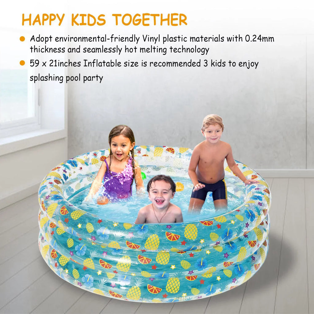 Inflatable Family Pool,iMounTEK Foldable Baby Swimming Pool with 3 Velvets aqua Drain Plug for Indoor Backyard Beach, 59x21in
