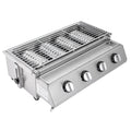 Countertop Barbeque Grill, LPG Gas 4-Burner Stainless Steel Grill for Outdoor Sliver