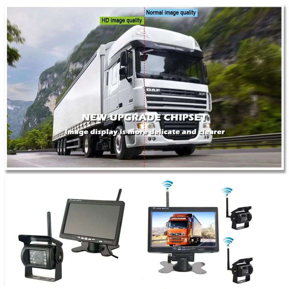 Wide-angle Front and Back Recording Wireless High Definition Reversing Camera Truck Camera Automobile Monitor Tachograph A
