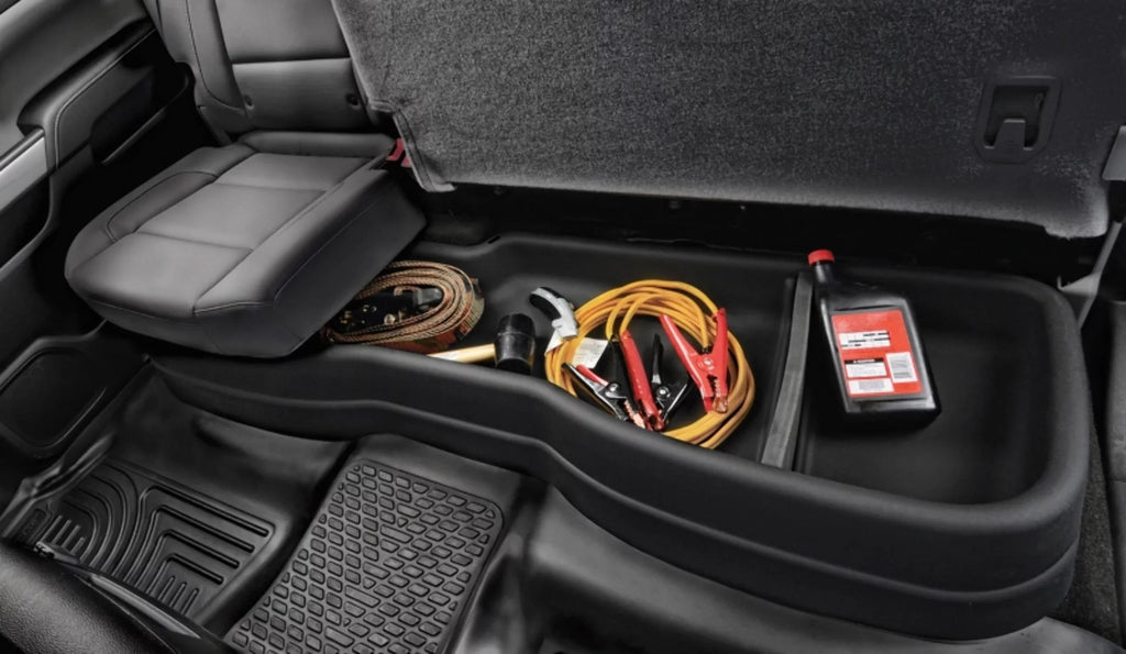 Husky by RealTruck - 9511 appropriate with 2014-19  Tundra Double Cab Gearbox Under Seat Storage Box Black
