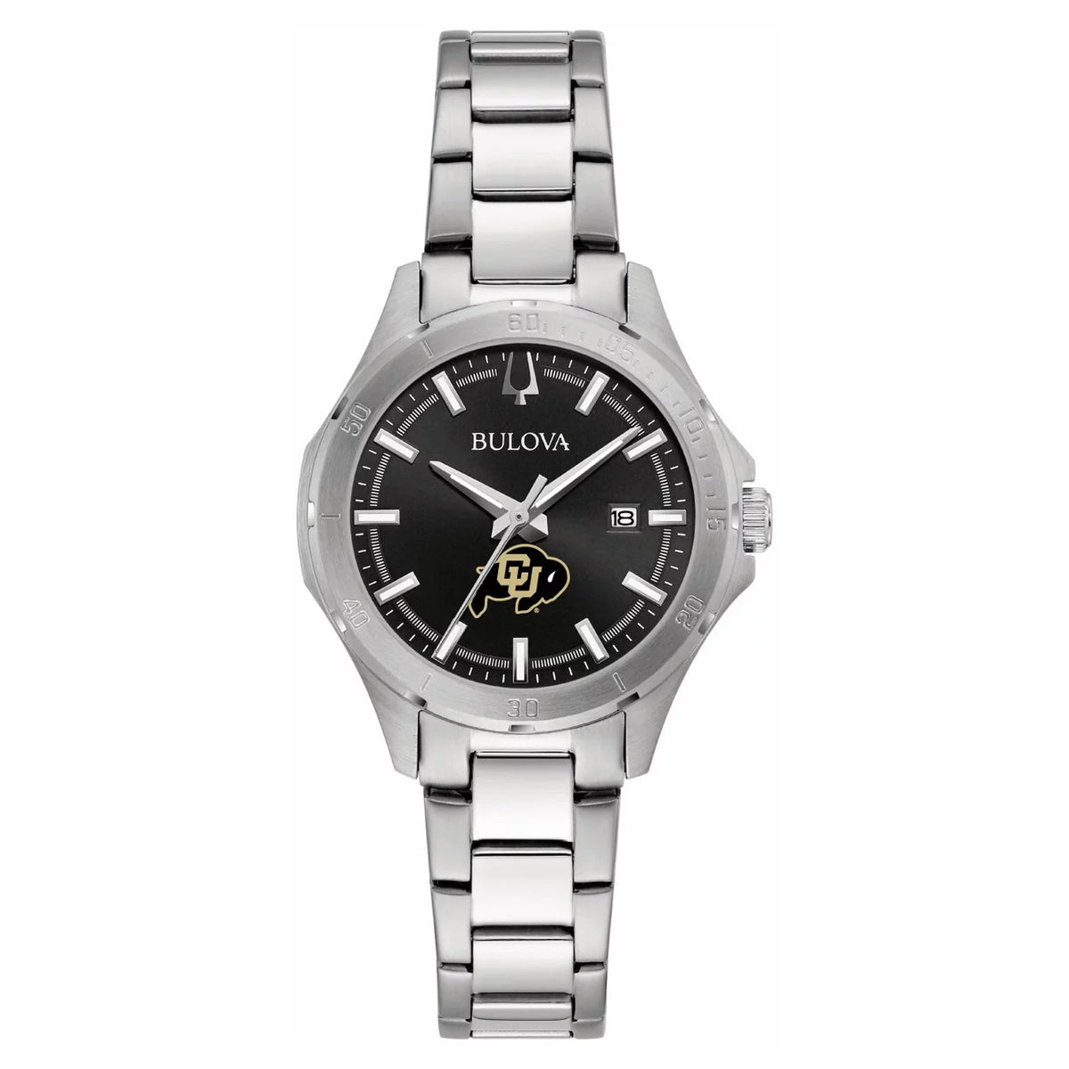 Women's Bulova Black Colorado Buffaloes Stainless Steel Sport Classic Watch