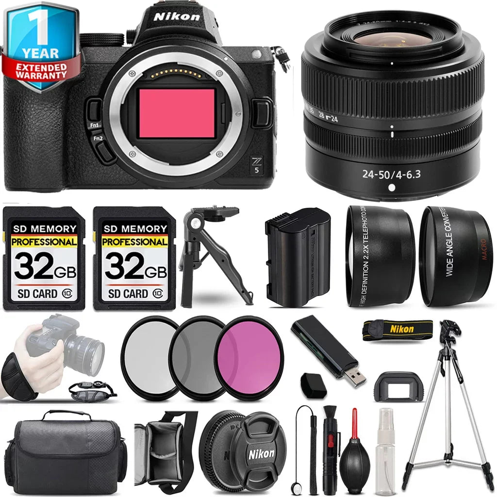 Z5 Mirrorless Camera with 24-50mm f/4-6.3 Lens + 0.43X Wide Angle Lens + 2.2x Telephoto Lens + 3 PC Filter Set