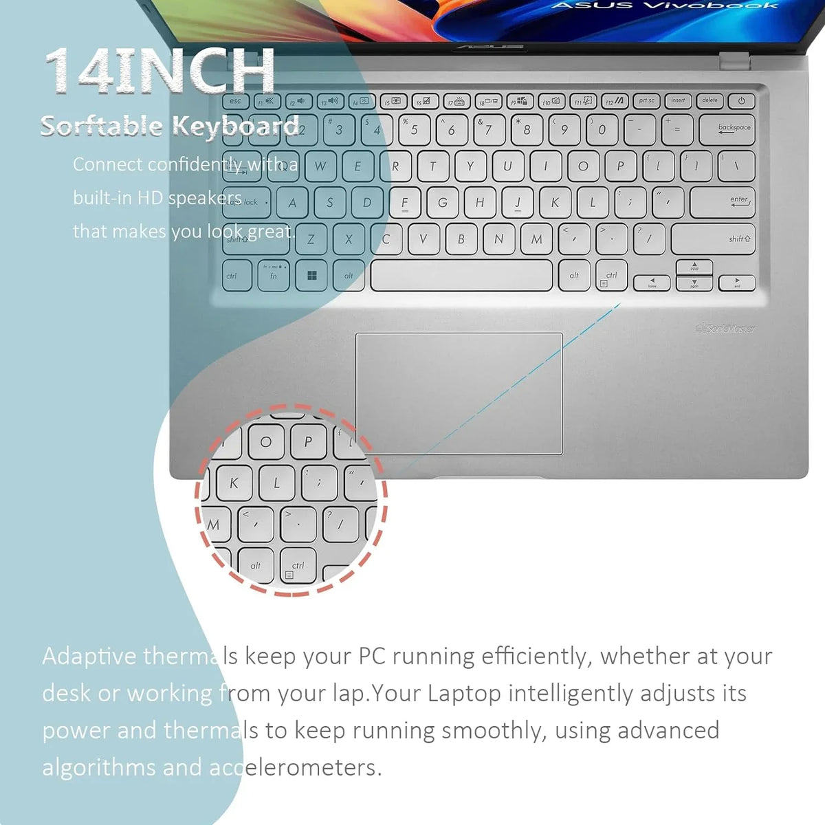 Vivobook 14" Laptop for Students Business,  Core i3-1115G4, 16GB RAM, 512GB SSD,  UHD Graphics 770, Wi-Fi 5, Bluetooth, Webcam, Windows 11 Home in S Mode