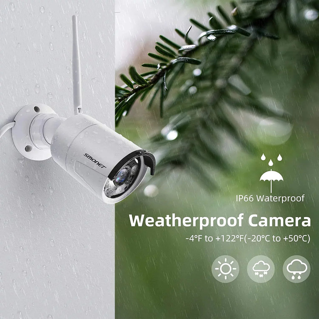 SMONET 3MP Wireless Security Camera System with Audio, 8Pcs 3MP Surveillance NVR Kits, 3TB Hard Drive,8CH 3MP Indoor Outdoor CCTV Cameras,P2P,Night Vision,AI Human Detection