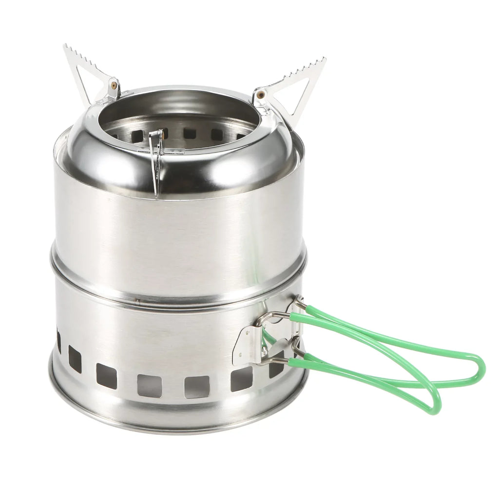 Lixada Folding Camping Stove - Stainless Steel Wood Burning Stove with Foldable Handles and Tray for Backpacking and Hiking