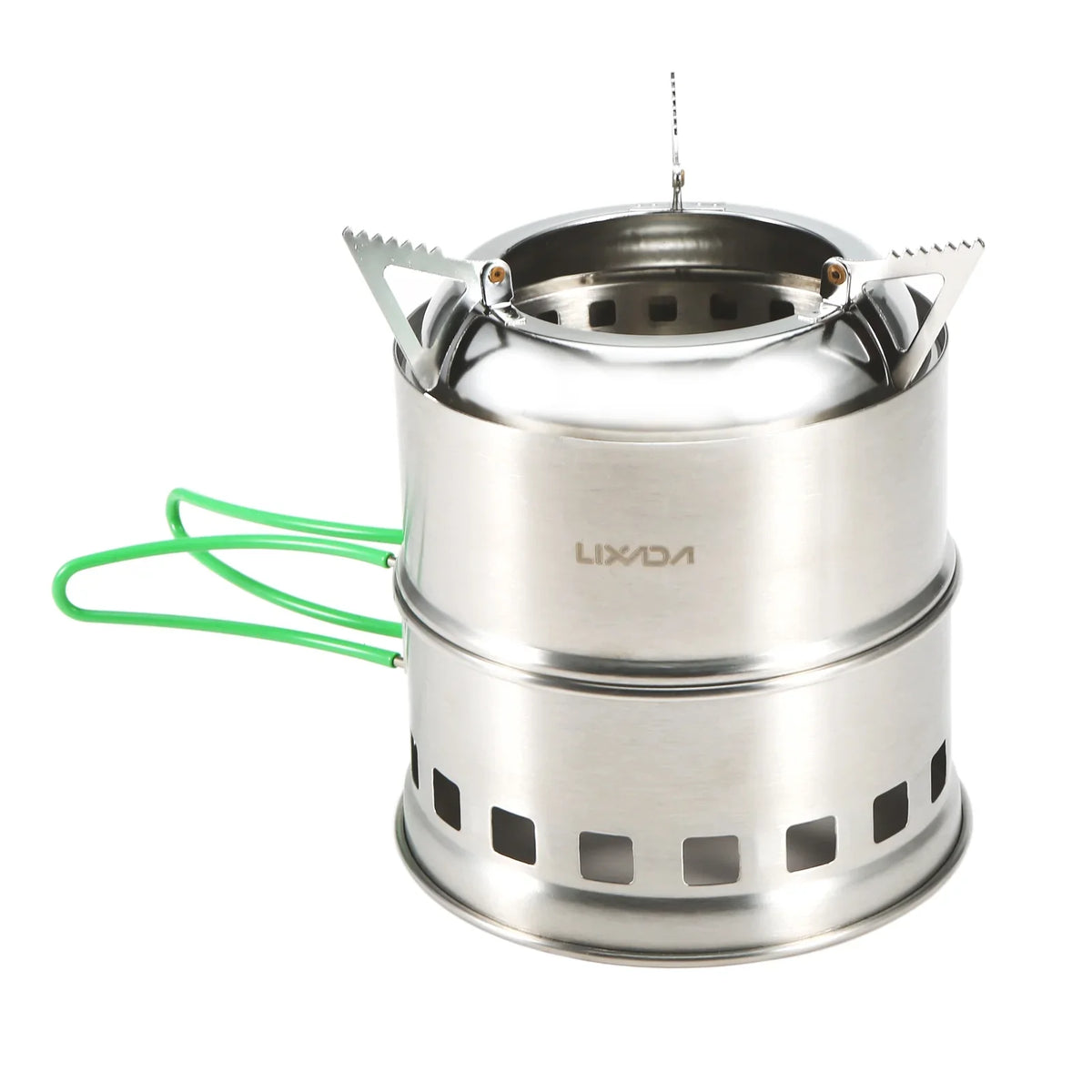 Lixada Folding Camping Stove - Stainless Steel Wood Burning Stove with Foldable Handles and Tray for Backpacking and Hiking