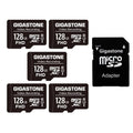 Gigastone 128GB 5-Pack Micro SD Card, 4K Video Pro, GoPro, Surveillance, Security Camera, Action Camera, Drone, 85MB/s MicoSDXC Memory Card UHS-I Class 10, with Adapter-GS-MSD-128-V-5PK-B