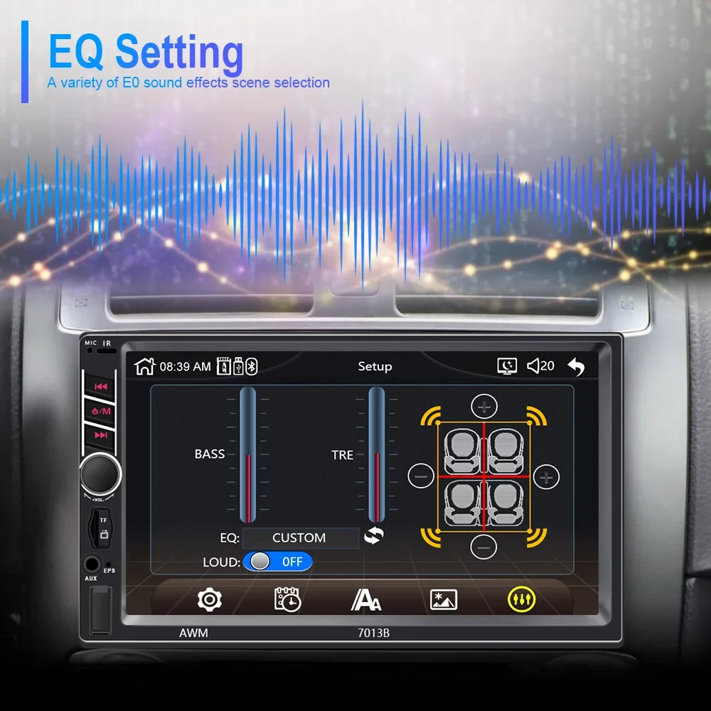 Podofo 2 Din Car Stereo with  D-play 7 inch Touch Screen Car MP5 Player Car Radio Bluetooth USB with 4 LED Rear View Camera
