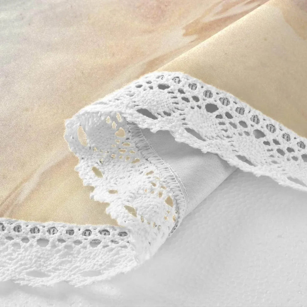 SKYSONIC Starfish Summer Beach Round Tablecloth 60inch Indoor Wrinkle Free, Sea Wave Conch Circular Lace Table wrap Washable for Kitchen Party BBQ Dining Decor