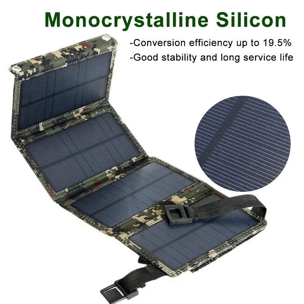 JLLOM 2Pcs 80W USB Solar Panel Folding Portable Power Bank Outdoor Hiking Phone Charger Kit