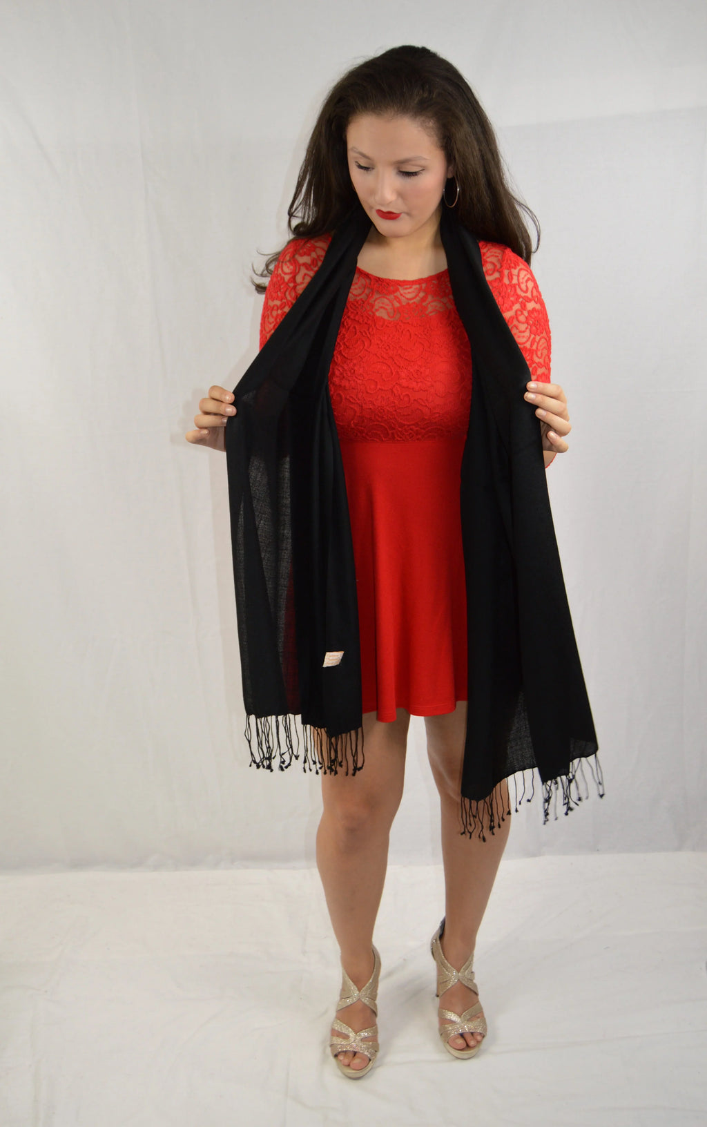Fancy Shawl/Sheer Shawl/Summer Shawl/liquid Pashmina Shawl/Light weight Shawl/Evening Shawl/Pashmina Shawl/Scarf/Scarves (Black Regular Shawl)
