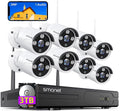 SMONET 3MP Wireless Security Camera System with Audio, 8Pcs 3MP Surveillance NVR Kits, 3TB Hard Drive,8CH 3MP Indoor Outdoor CCTV Cameras,P2P,Night Vision,AI Human Detection