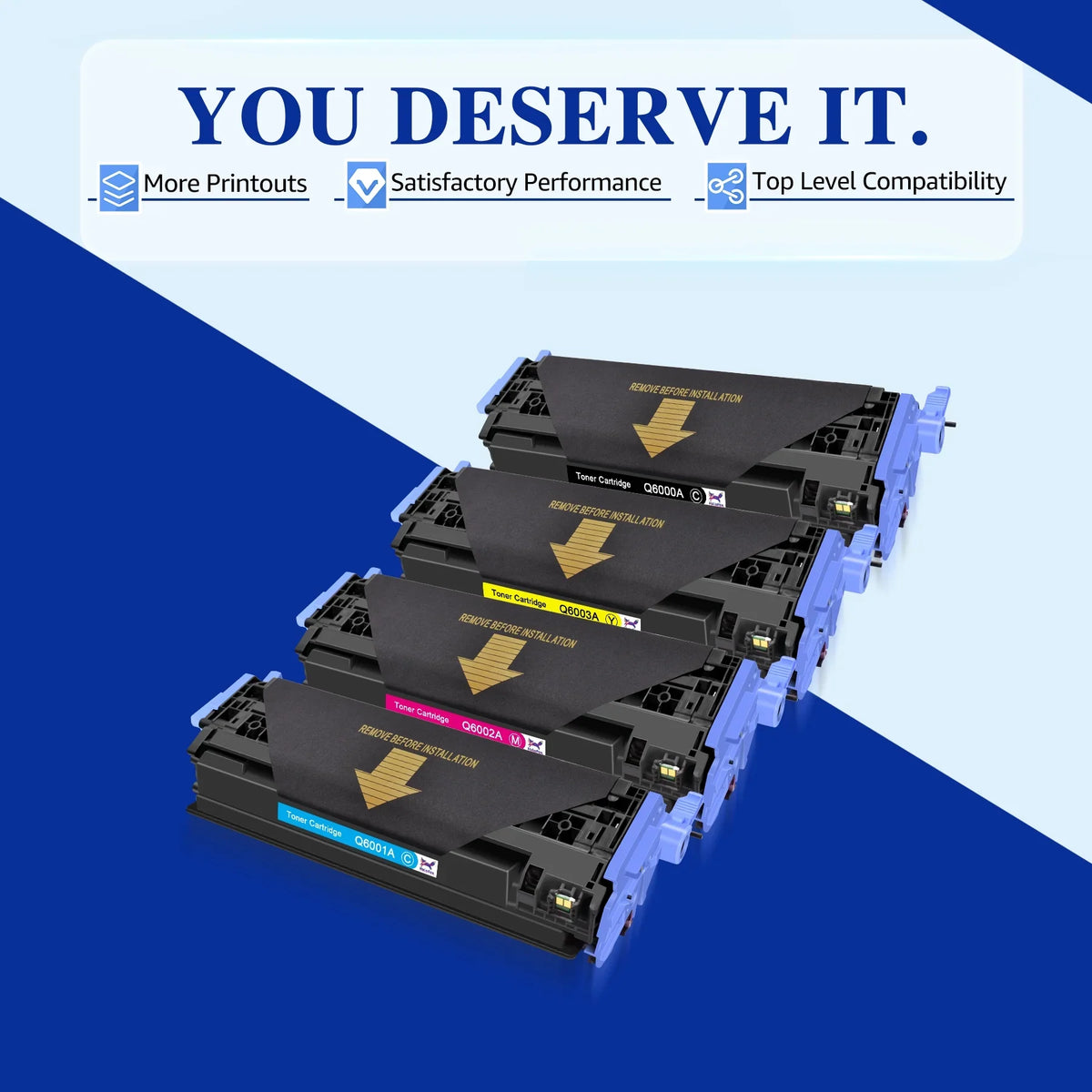 HaloFox suitable For 4 Pack High high-grade Toner Q6000A for  LaserJet 124A 1600 2600 2600n 2605 2605dtn Printer