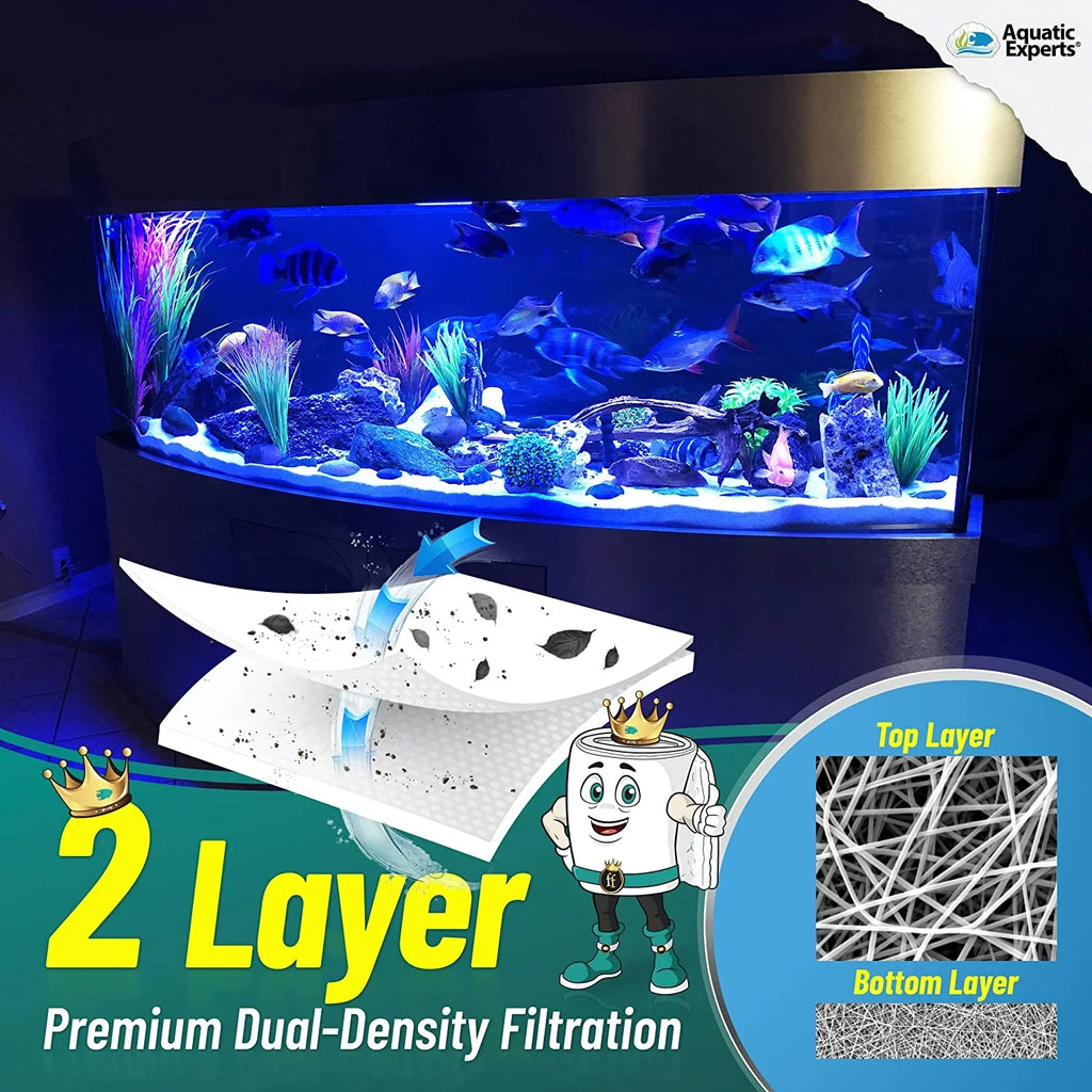 Aquatic Experts Aquarium Filter Pad, FilterFirst Aquarium Filter Media Roll for Crystal Clear liquid - Filter Floss for Fish Tank Filters, 12 by 72 by ⅜ Inch to ½ Inch Thick