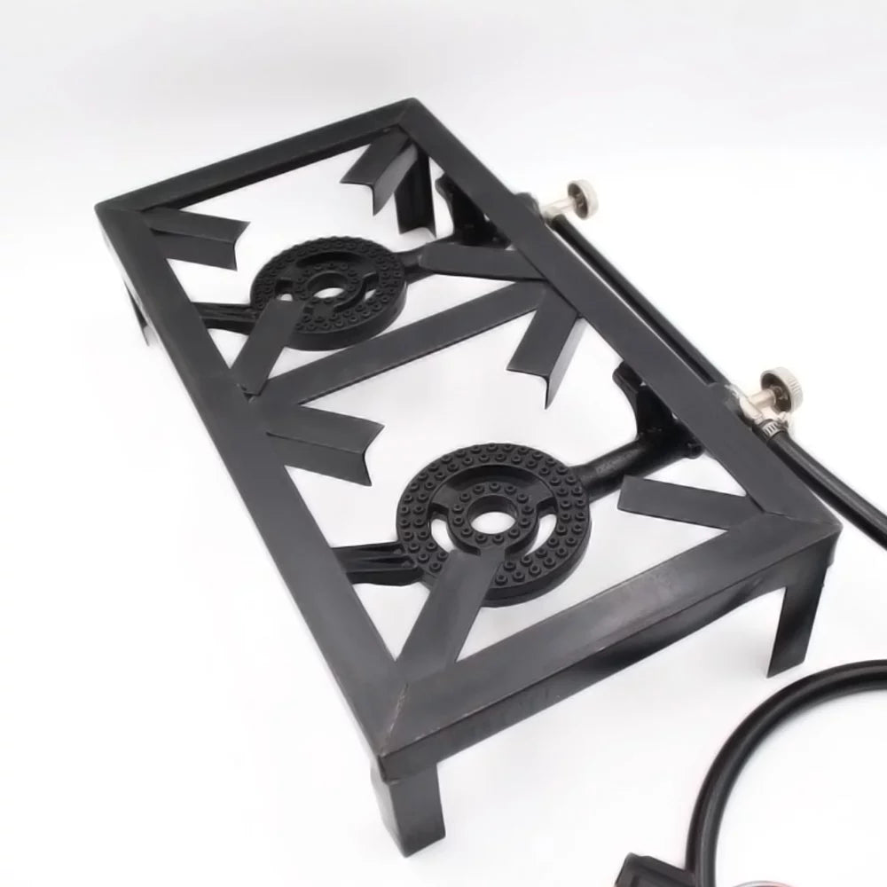 Anself Propane Gas Double Cast Iron Stove for Patio Camping BBQ Cooking (Standard), Durable and Reliable Furnace for Cooking Needs