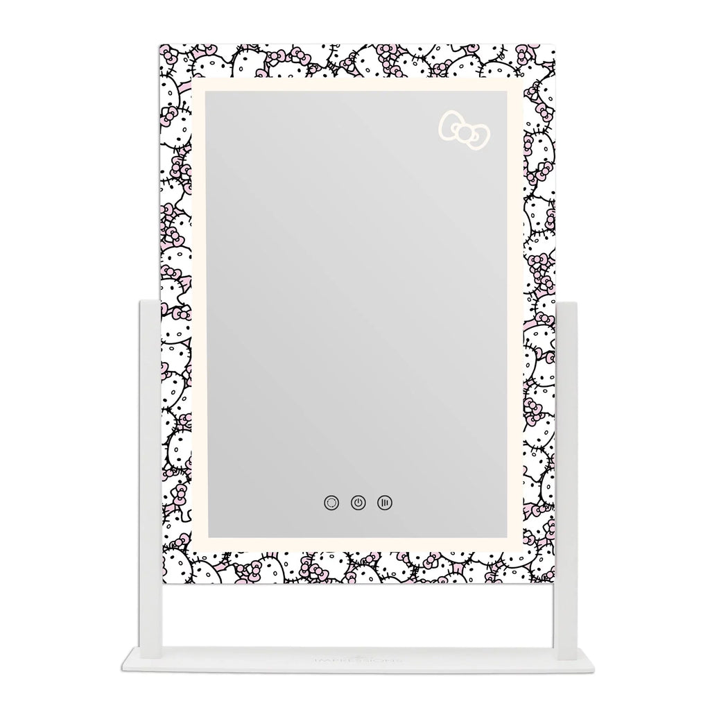 Impressions Vanity Hello Kitty Cute Tri Tone LED Makeup Mirror, Lighted Vanity Mirror with Lights and 3X Magnification, 360 Degree Swivel Mirror with Touch and Iron premium Frame (White)