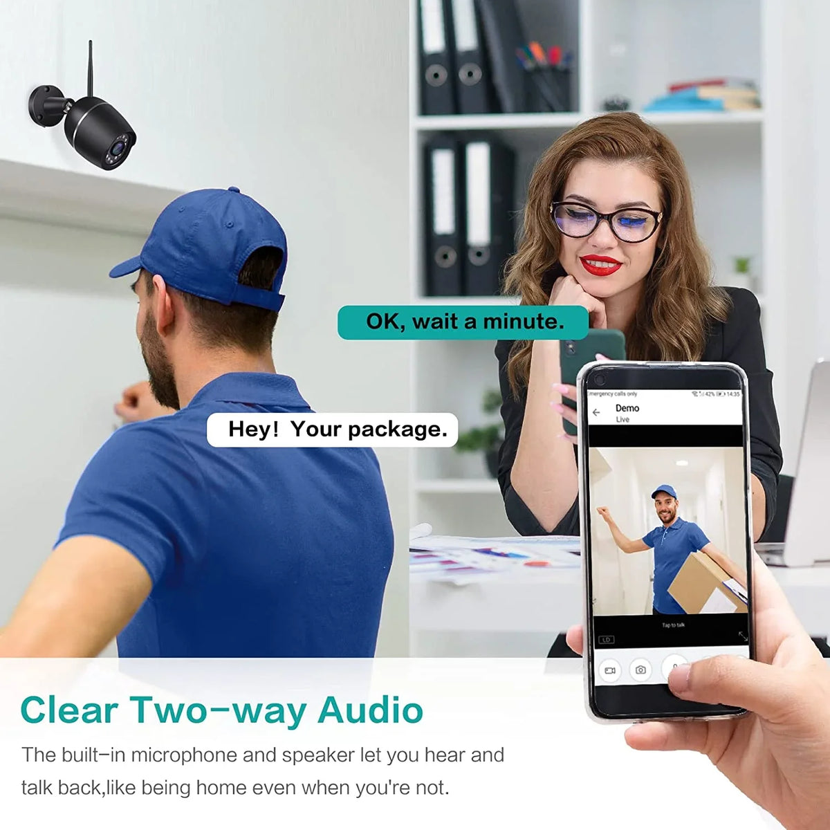 Security Cameras, 2 Pack 1080P WiFi Full Metal Case Cameras for Home Security Outdoor Waterproof Bullet Camera Two-Way Audio, Motion Detection Alert, SD Card Cloud, suitable with Alexa