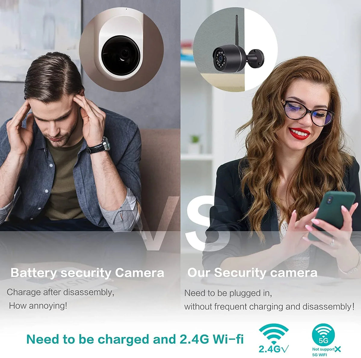 Security Cameras, 2 Pack 1080P WiFi Full Metal Case Cameras for Home Security Outdoor Waterproof Bullet Camera Two-Way Audio, Motion Detection Alert, SD Card Cloud, suitable with Alexa