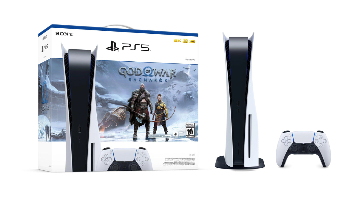 TEC  PlayStation_PS5 Gaming Console (Disc Version) with God of War(GOW) Ragnarök Bundle Plus Extra Starlight Blue Controller - PlayStation - 5