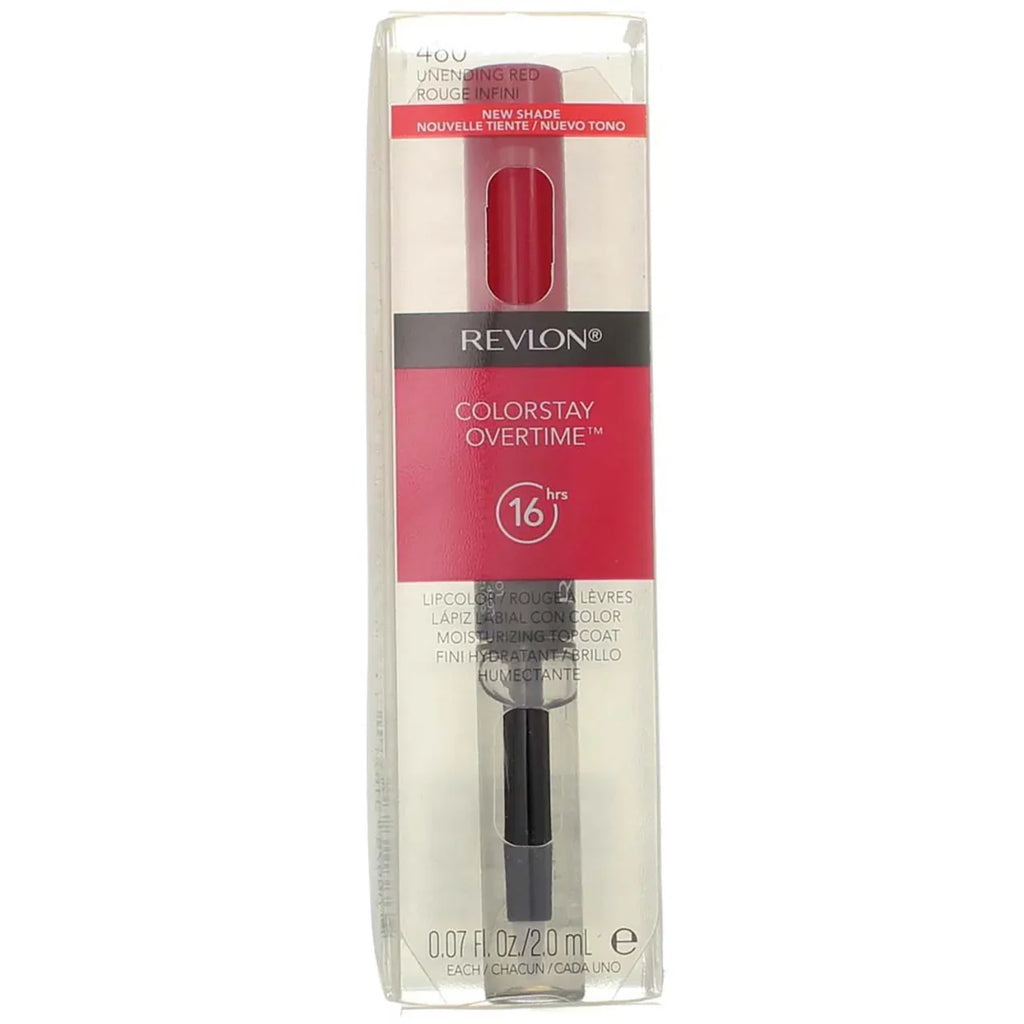 Revlon ColorStay Overtime Lipcolor, Unending Red .07 oz (Pack of 2)