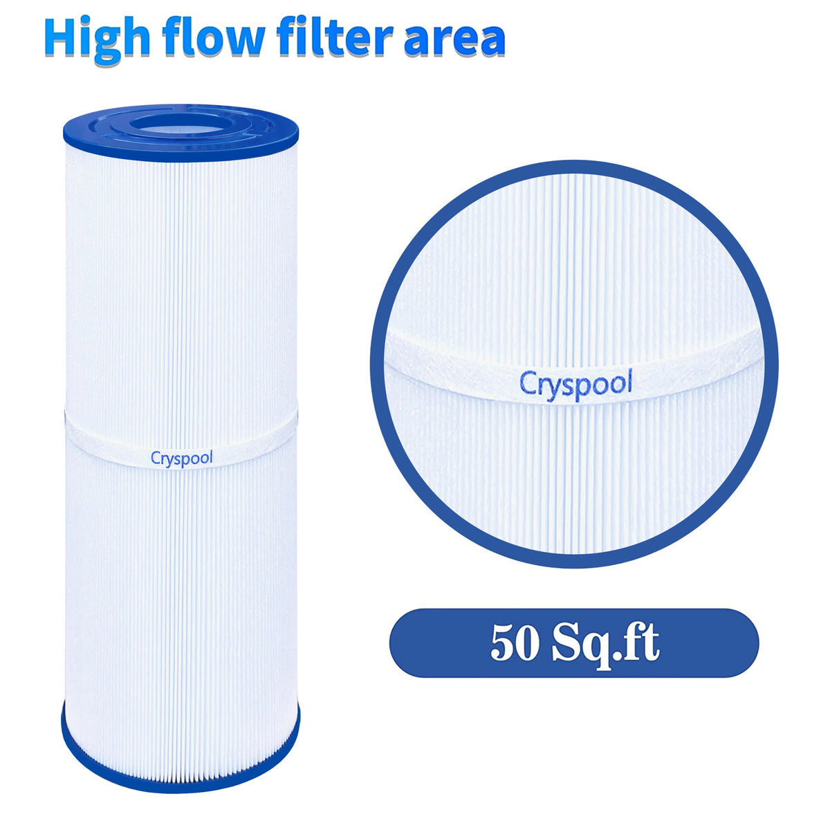 ft Spa Filter suitable with C-4950, PRB50-in, FC-2390,  03FIL1600,373045 Hot Tub Filter , 4 Pack. Cryspool 50 sq