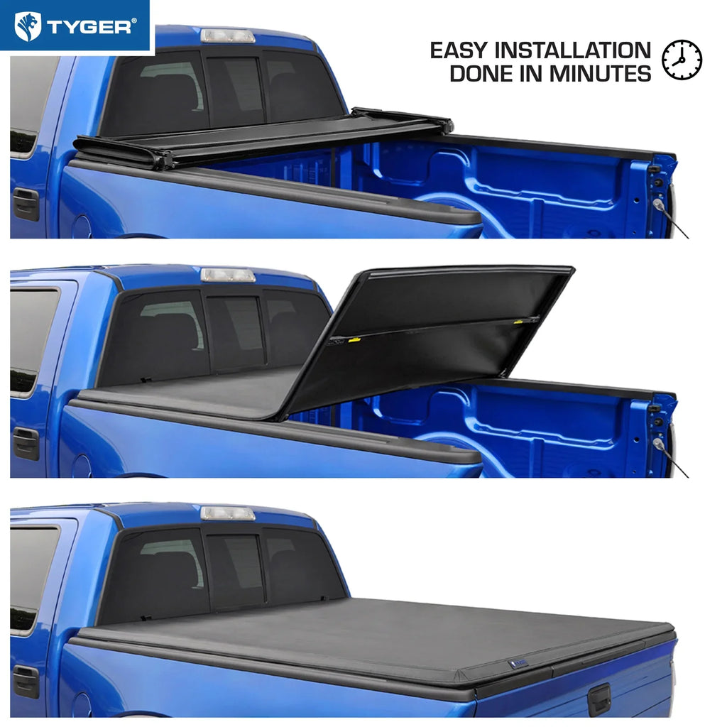 Tyger Auto T3 Soft Tri-fold Truck Bed Tonneau shield appropriate with 2019-2023  Ranger | 6' Bed | TG-BC3F1067 | Vinyl