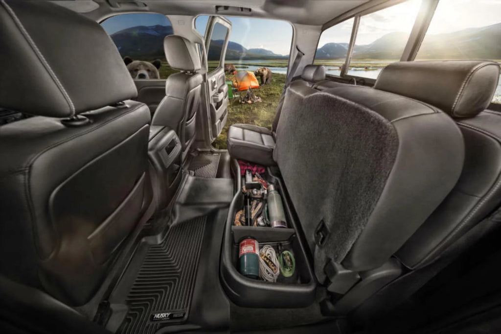 Husky by RealTruck - 9511 appropriate with 2014-19  Tundra Double Cab Gearbox Under Seat Storage Box Black