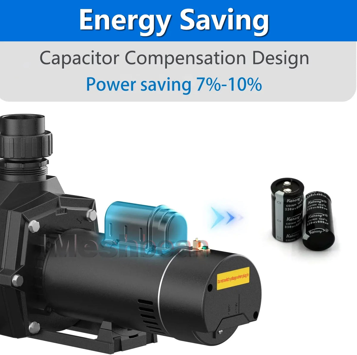 iMeshbean 2-Speed 2.5HP Motor Swimming Pool Pump, 230V 9000GPH/4140GPH, Above Ground Pool Pump In-ground Pool Pump, Head Max 98FT, w/ Strainer Basket& NPT Connectors