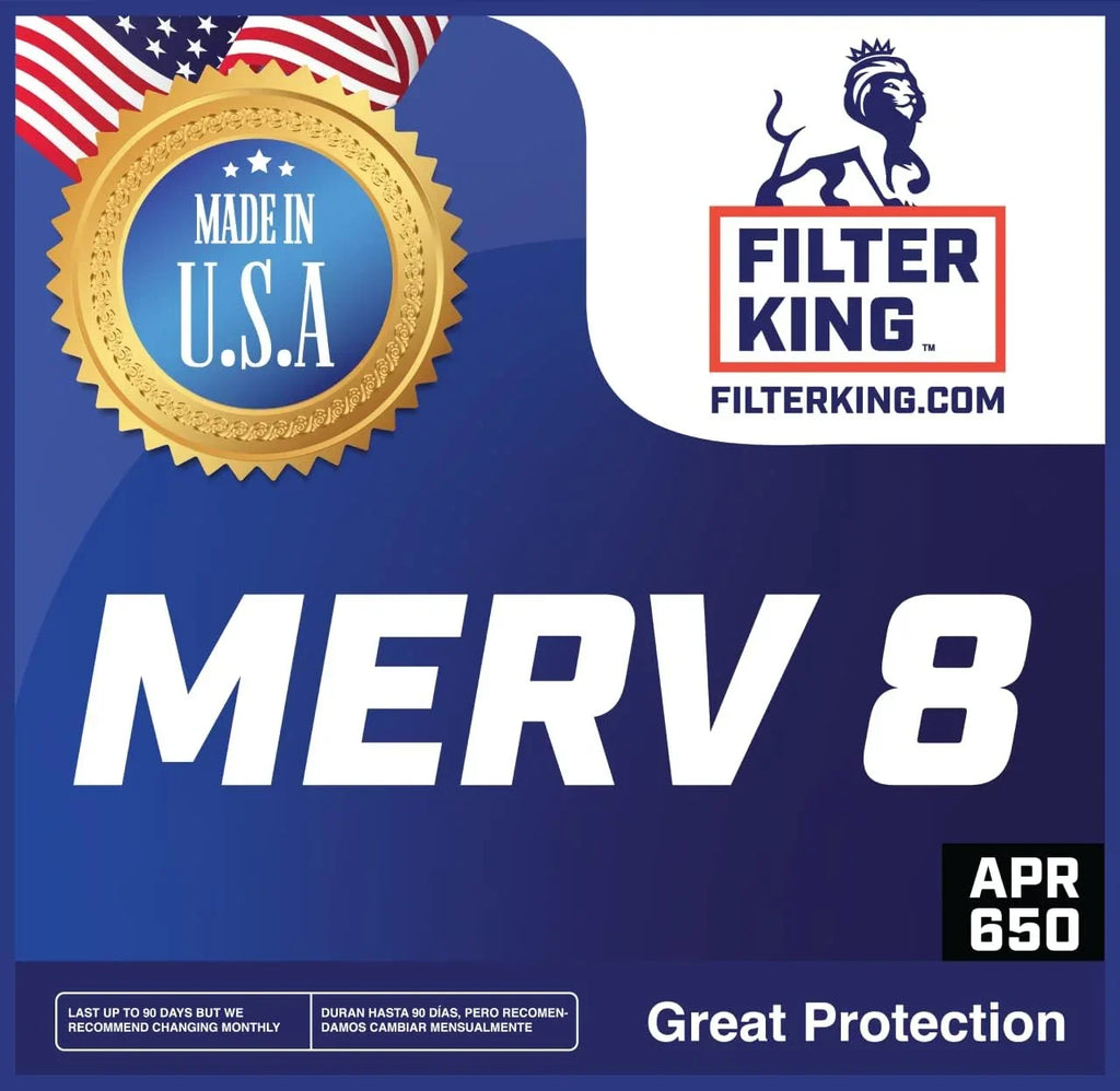 Filter King 6.5x12.5x1 Air Filter | 4-PACK | MERV 8 HVAC Pleated A/C Furnace Filters | MADE IN USA | Actual Size: 6.5 x 12.5 x .75"