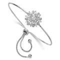 Auriga 925 Sterling Silver Rhodium-plated Floral CZ Adjustable Bolo Bracelet for Women