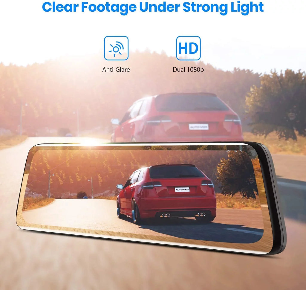 Auto-Vox Rear View Mirror 9.35'' Monitor Camera OEM Look Touch Screen Mirror Dash Cam, Dual Camera 1080P Super Night Vision Car Backup Camera(V5 PRO)