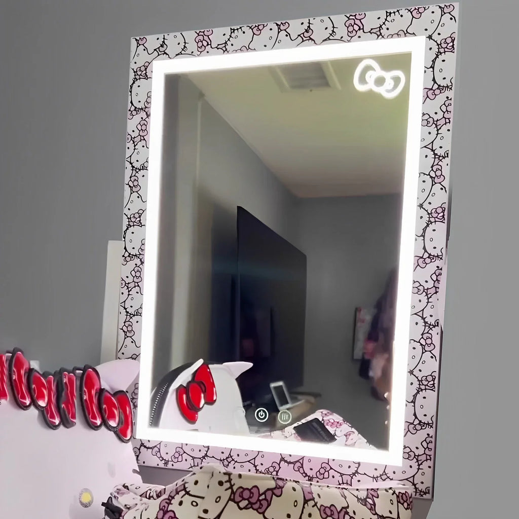 Impressions Vanity Hello Kitty Cute Tri Tone LED Makeup Mirror, Lighted Vanity Mirror with Lights and 3X Magnification, 360 Degree Swivel Mirror with Touch and Iron premium Frame (White)