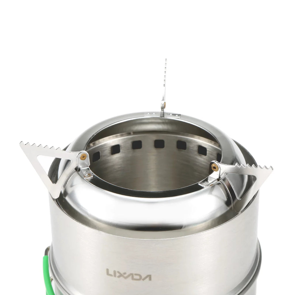 Lixada Folding Camping Stove - Stainless Steel Wood Burning Stove with Foldable Handles and Tray for Backpacking and Hiking