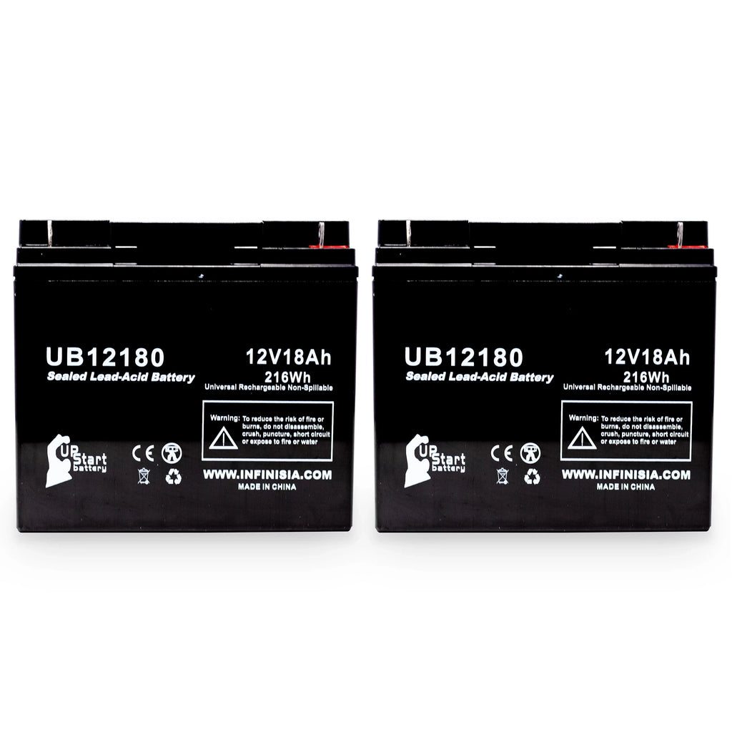 2x Pack - matching GS / Portalac PX12180 Battery - Replacement UB12180 Universal Sealed Lead Acid Battery (12V, 18Ah, 18000mAh, T4 Terminal, AGM, SLA)