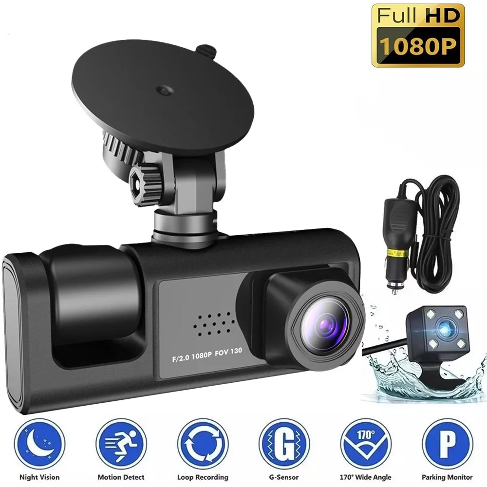 Kepeak 1080P HD Front/Rear/Inside Video Recorder Camera G-Sensor Car Dual Lens Dash Cam