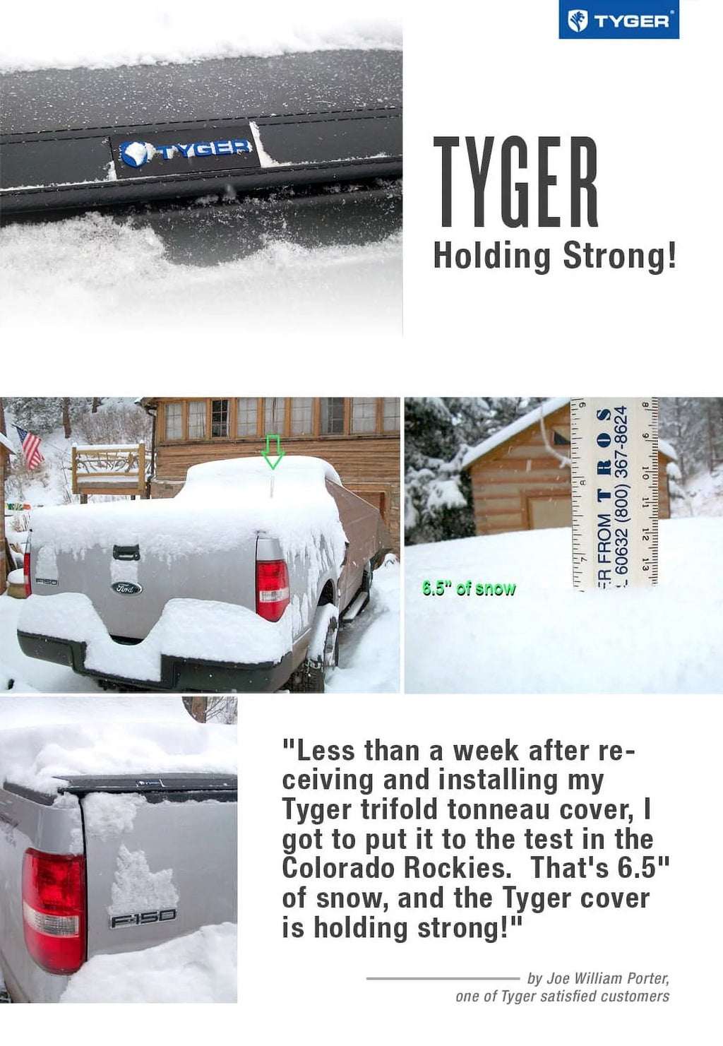 Tyger Auto T3 Soft Tri-fold Truck Bed Tonneau shield appropriate with 2019-2023  Ranger | 6' Bed | TG-BC3F1067 | Vinyl