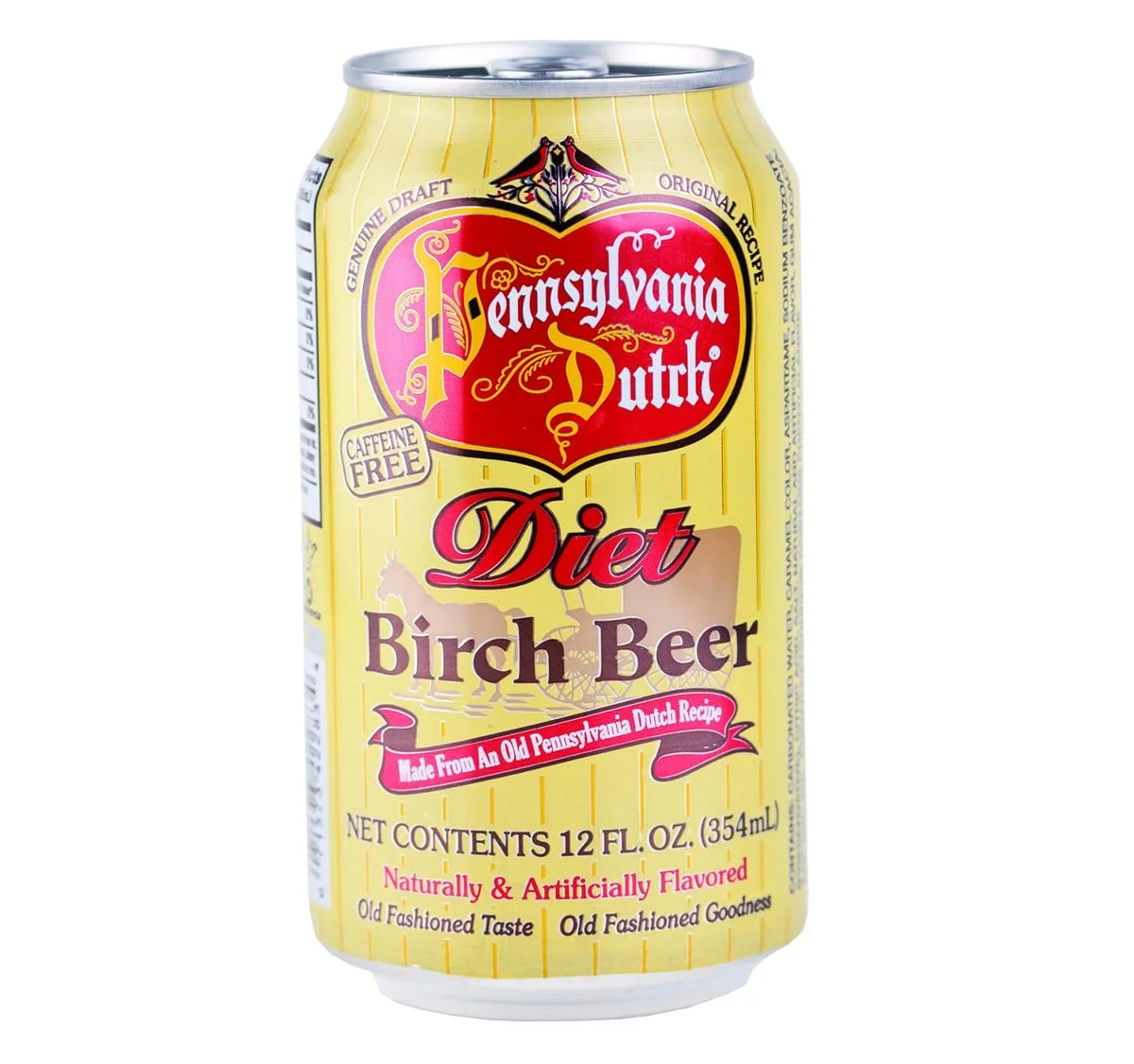 Cans (Case Of 24 Cans). PA Dutch Diet Birch Beer, Protected With High-Density Foam, Favorite Amish Drink, 12 Oz
