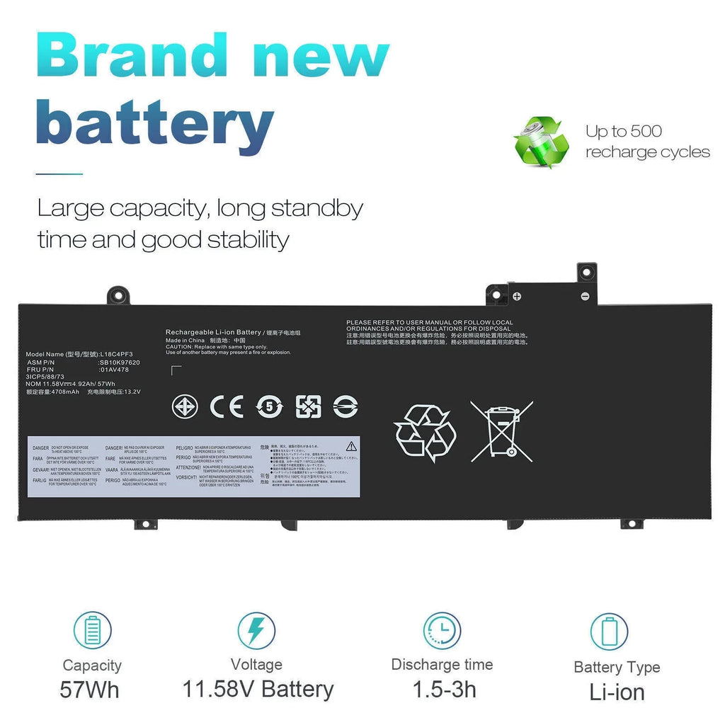 OEM 57Wh L17M3P72 Battery For  ThinkPad T480S 01AV478 SB10K97620 01AV479