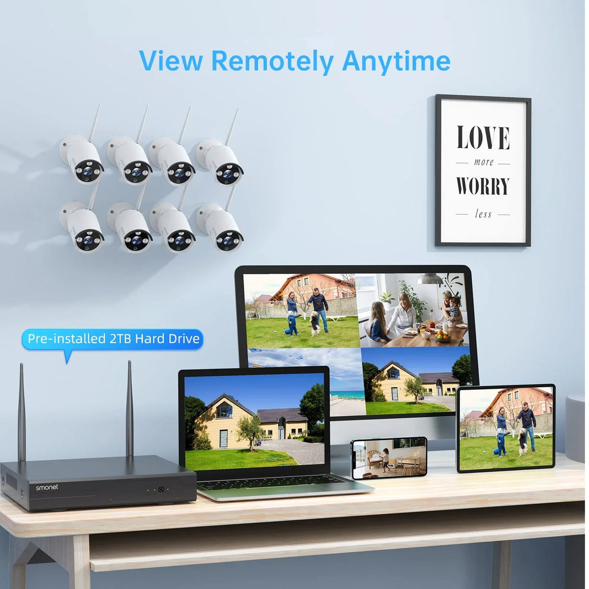 SMONET 3MP Wireless Security Camera System with Audio, 8Pcs 3MP Surveillance NVR Kits, 3TB Hard Drive,8CH 3MP Indoor Outdoor CCTV Cameras,P2P,Night Vision,AI Human Detection