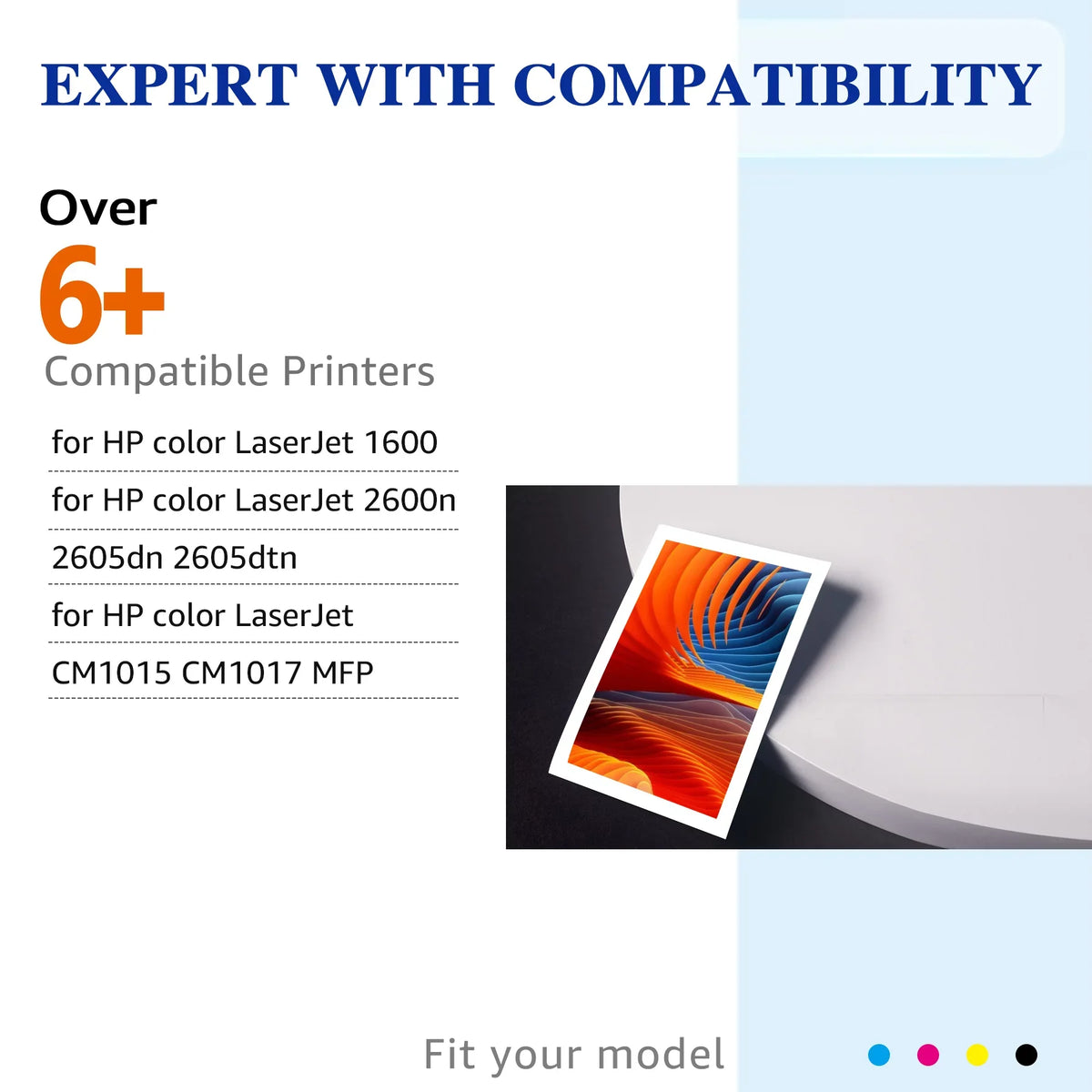 HaloFox suitable For 4 Pack High high-grade Toner Q6000A for  LaserJet 124A 1600 2600 2600n 2605 2605dtn Printer